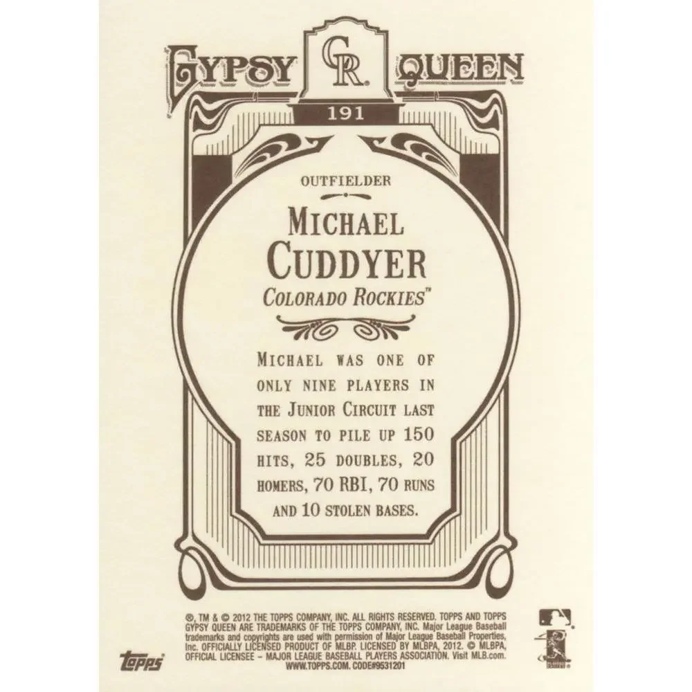 2012 Topps Gypsy Queen Michael Cuddyer # 191 Colorado Rockies